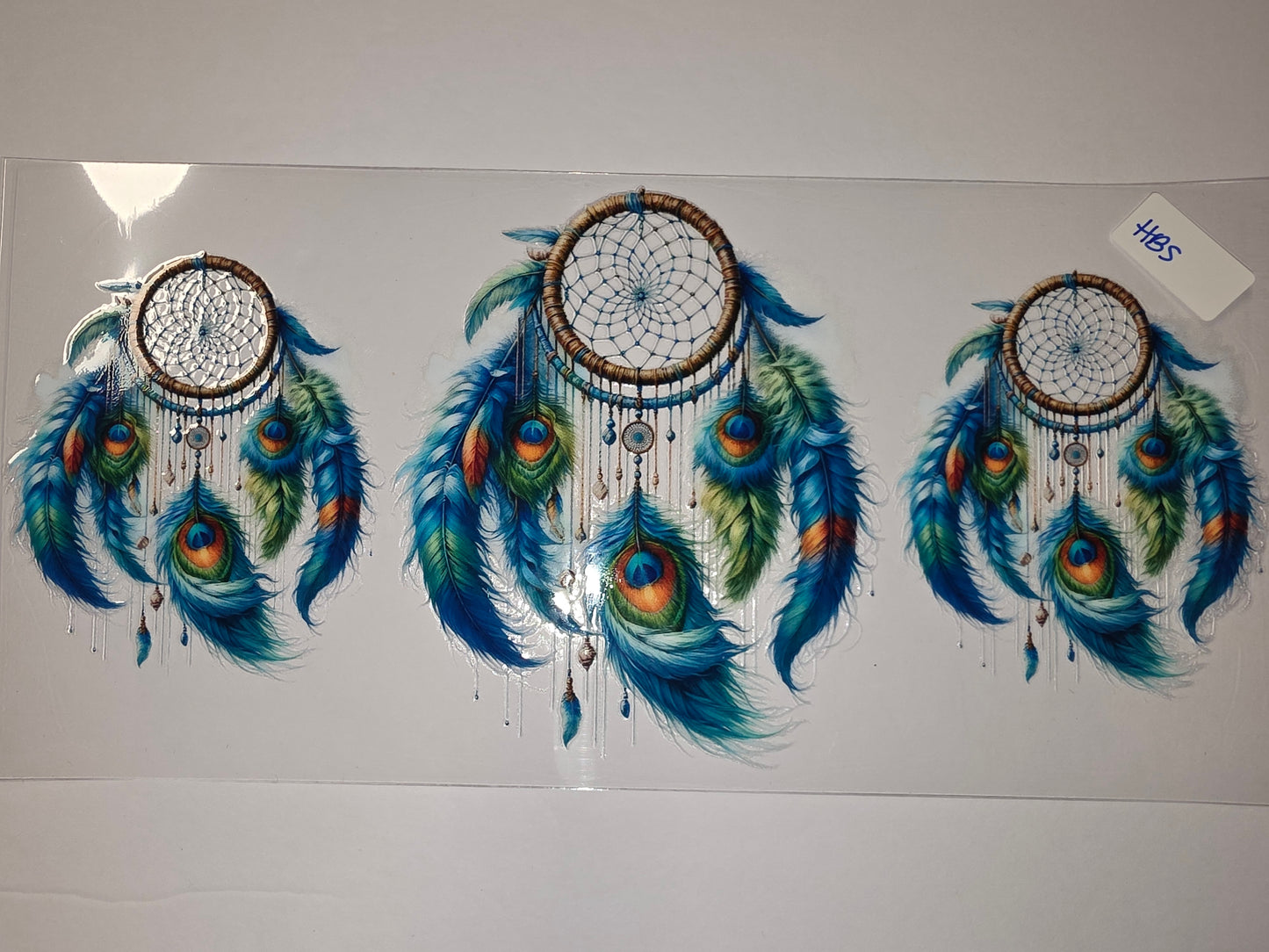 Boho Dreamcatcher Tumbler Wrap - Peacock Feathers, Teal, Green, Orange - Sublimation Design