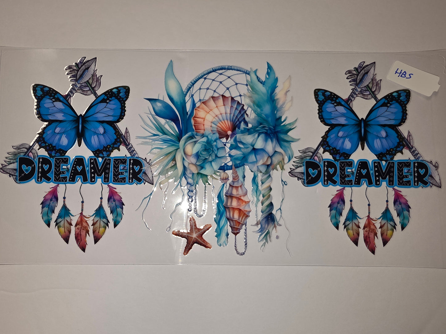 Boho Dreamer Butterfly & Dreamcatcher Tumbler Wrap | Blue, Teal, Coral | Sublimation Design