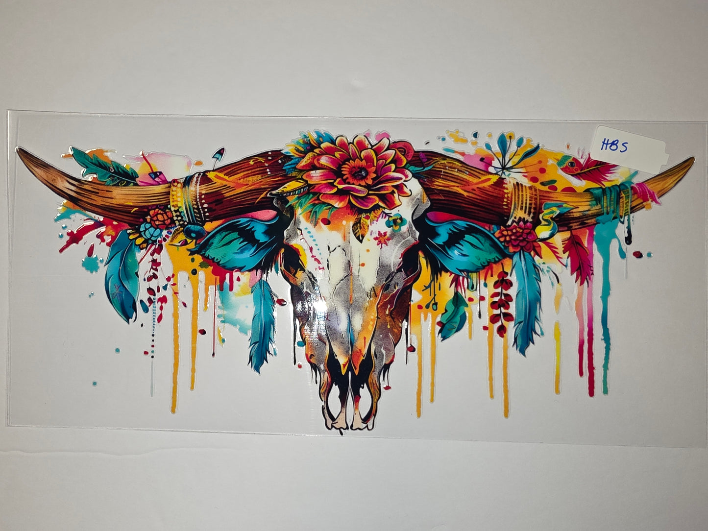 Boho Skull Tumbler Wrap - Vibrant Floral & Feather Design