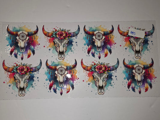 Boho Bull Skull Tumbler Wrap - Vibrant Watercolor & Dreamcatcher Design