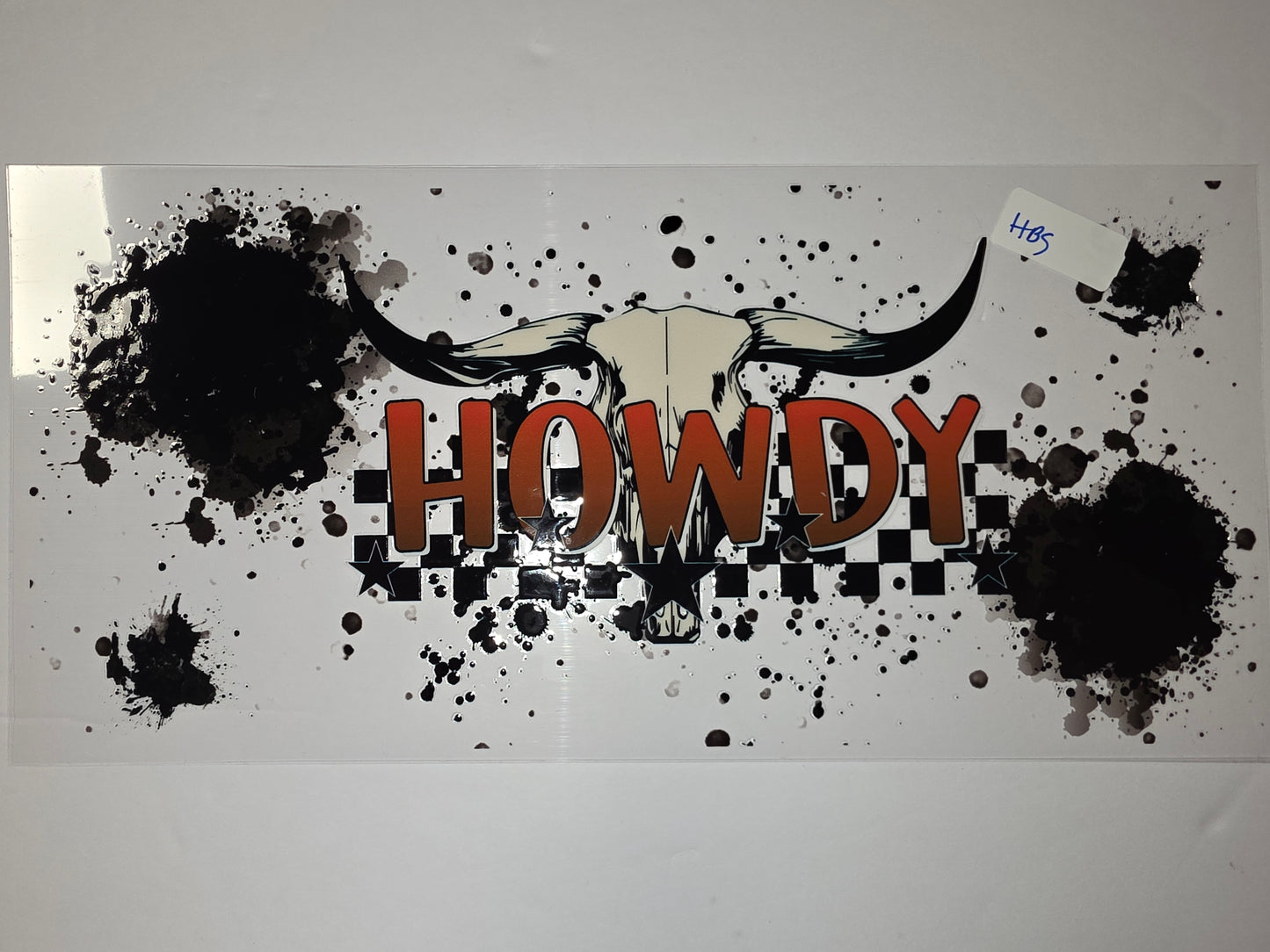Howdy Skull Tumbler Wrap - Western Boho Splatter & Checkered Design