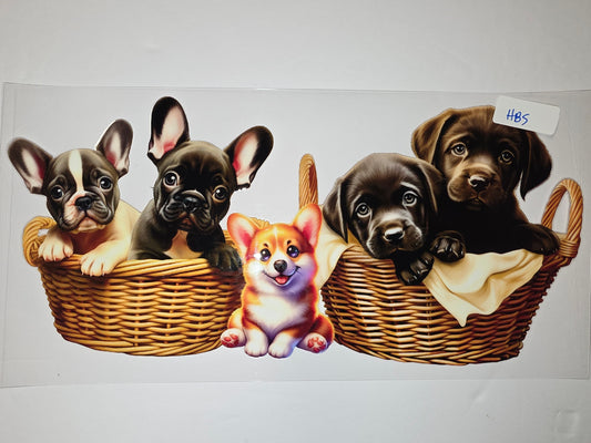 Adorable Puppy Basket Tumbler Wrap - French Bulldogs, Corgi, Lab Puppies - Cute Dog Lover Gift