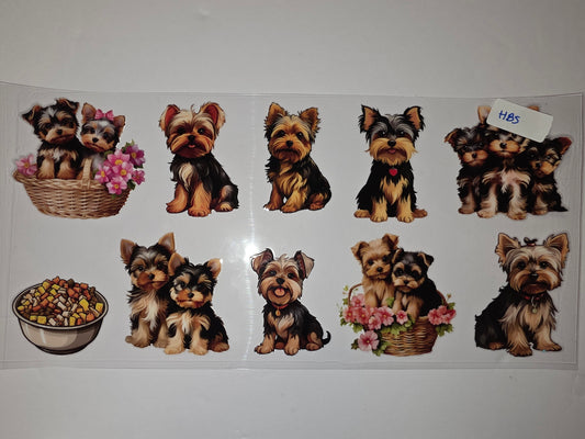 Adorable Yorkshire Terrier Dog Tumbler Wraps - Cute Puppy Designs with Flowers & Baskets