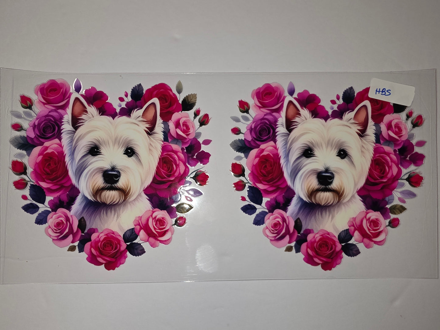 Westie Dog Floral Tumbler Wrap - Pink & Purple Roses - Cute Dog Lover Gift