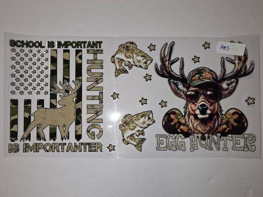 Camouflage Deer & Fish Hunting Tumbler Wraps | American Flag & "Egg Hunter" Design