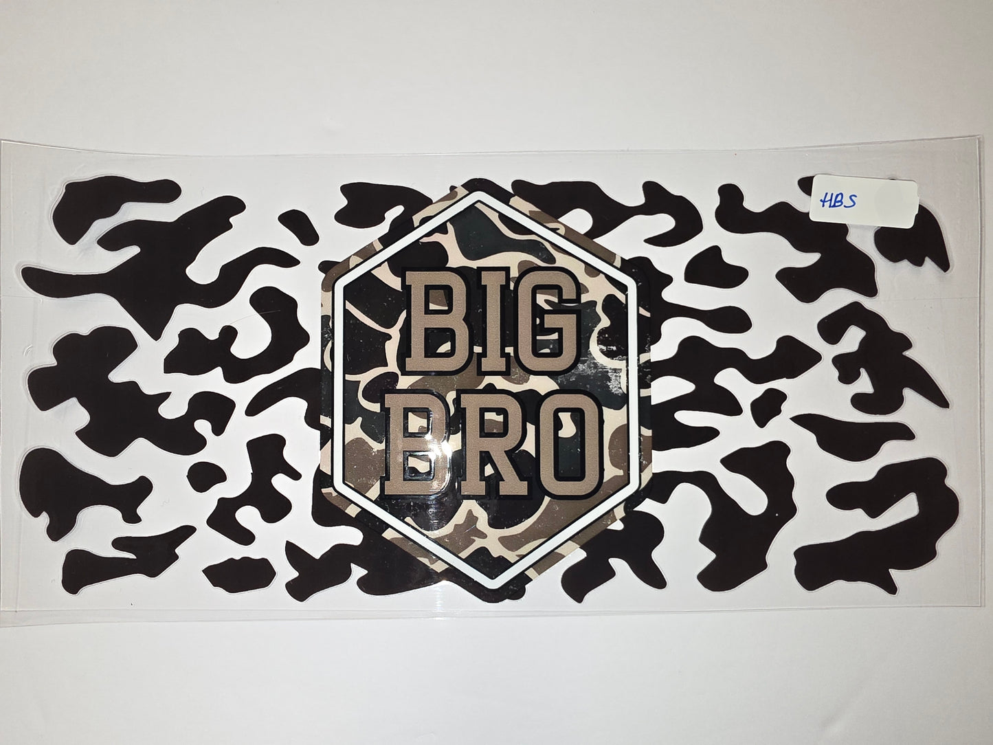 Big Bro Camo Tumbler Wrap - Black, White, Brown Camouflage Design