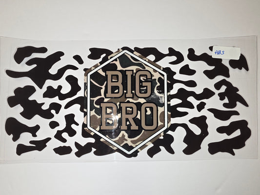 Big Bro Camo Tumbler Wrap - Black, White, Brown Camouflage Design