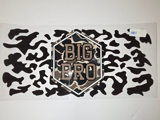 Big Bro Camo Tumbler Wrap - Black, White, Brown Camouflage Design