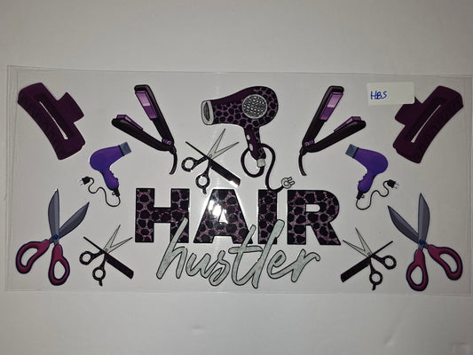 Purple Hair Hustler Tumbler Wrap | Hairdresser Gift | Salon Decor | Leopard Print Hair Tools