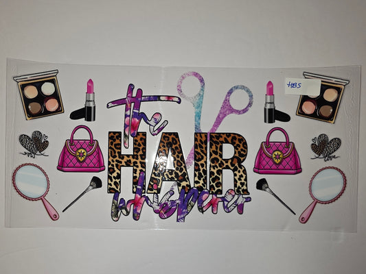 The Hairdresser Leopard & Floral Tumbler Wrap | Makeup, Scissors, Pink Purse Design