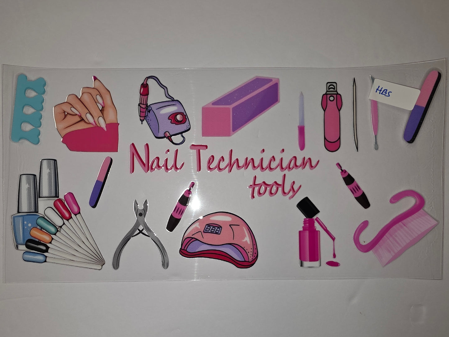 Nail Technician Tools Tumbler Wrap - Pink & Purple Manicure Design