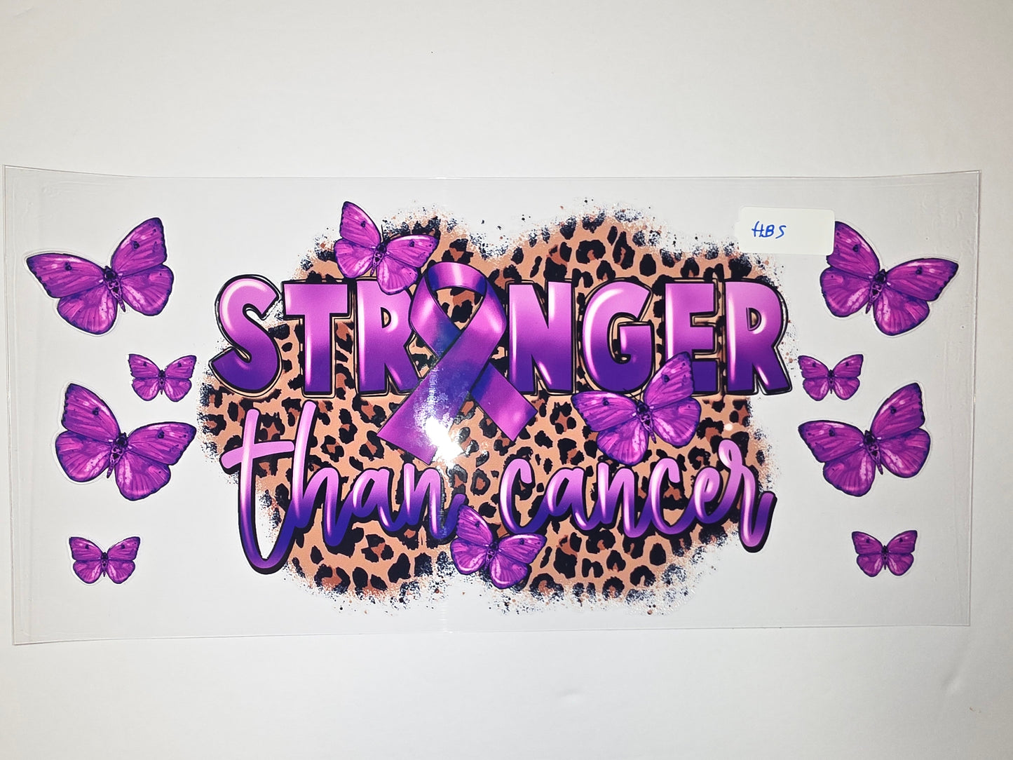 Purple Butterfly Leopard Print "Stronger Than Cancer" Tumbler Wrap | Cancer Awareness Design