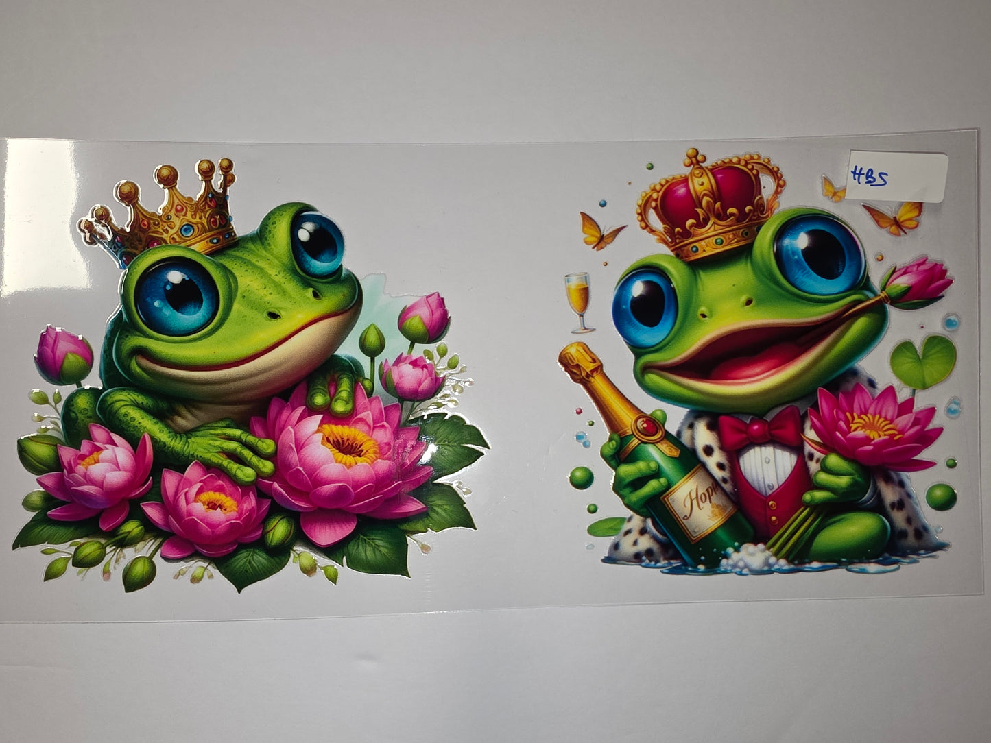 Royal Frog Tumbler Wrap - King & Champagne Design with Pink Lotus Flowers