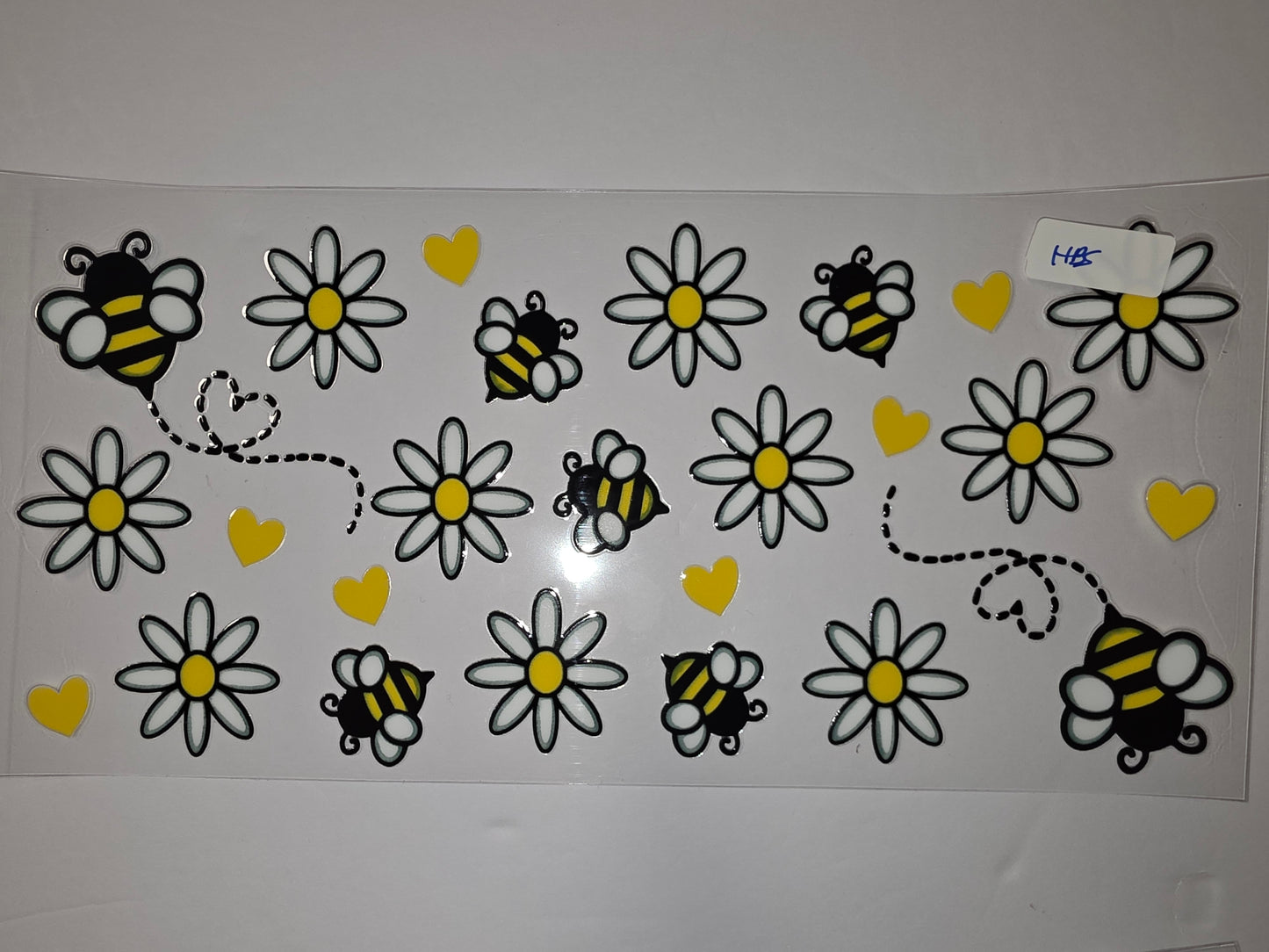 Cute Bumble Bee & Daisy Tumbler Wrap | Yellow Heart Sublimation Design