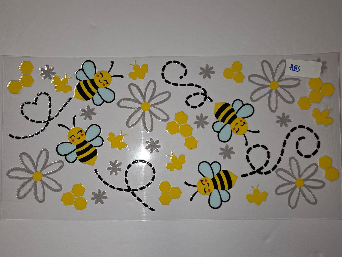 Cute Bee & Daisy Tumbler Wrap | Yellow Honeycomb & Butterfly Design | Sublimation Cup Art
