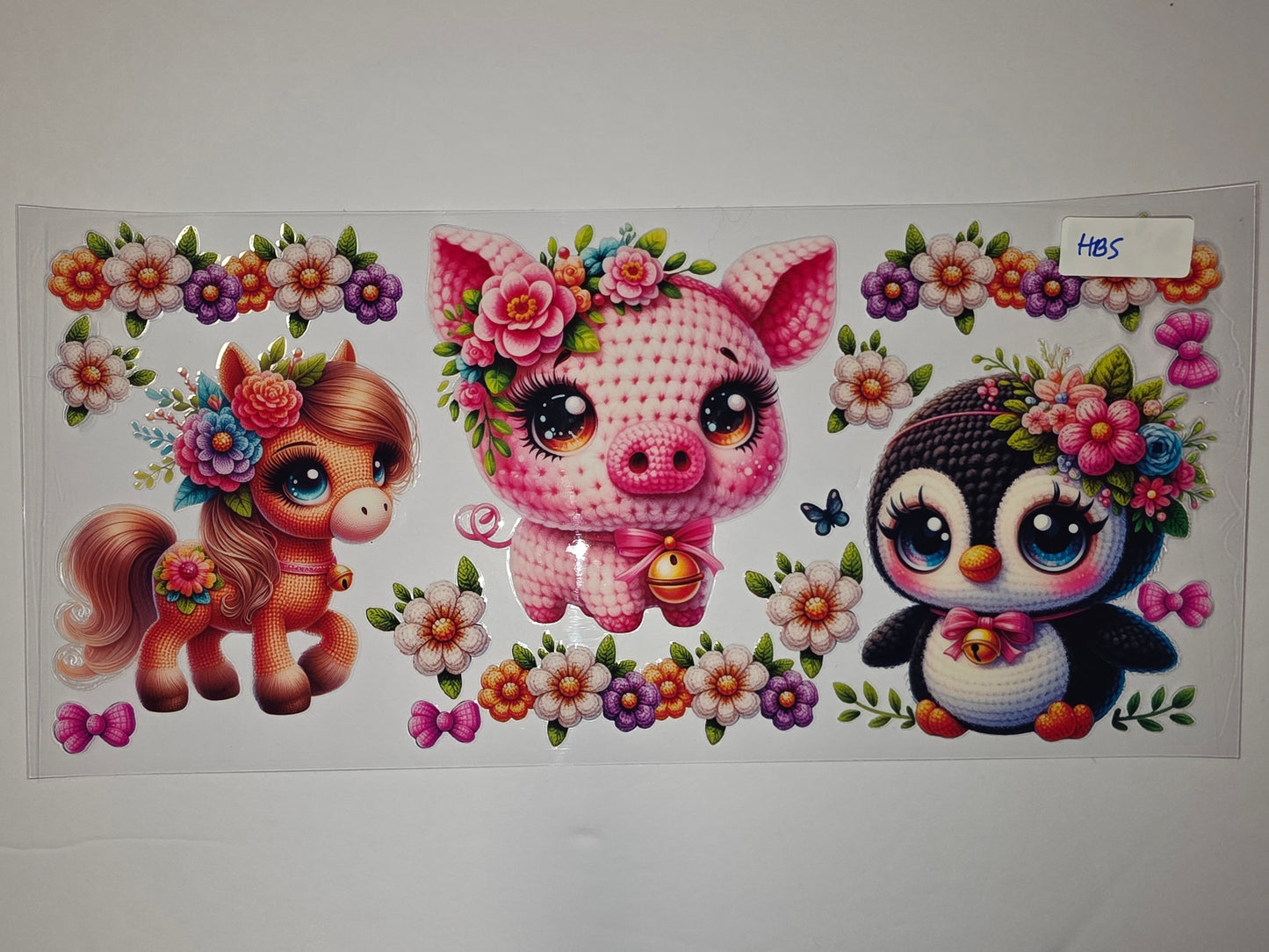 Cute Floral Pony, Pig & Penguin Tumbler Wrap | Kawaii Animal Drinkware Design