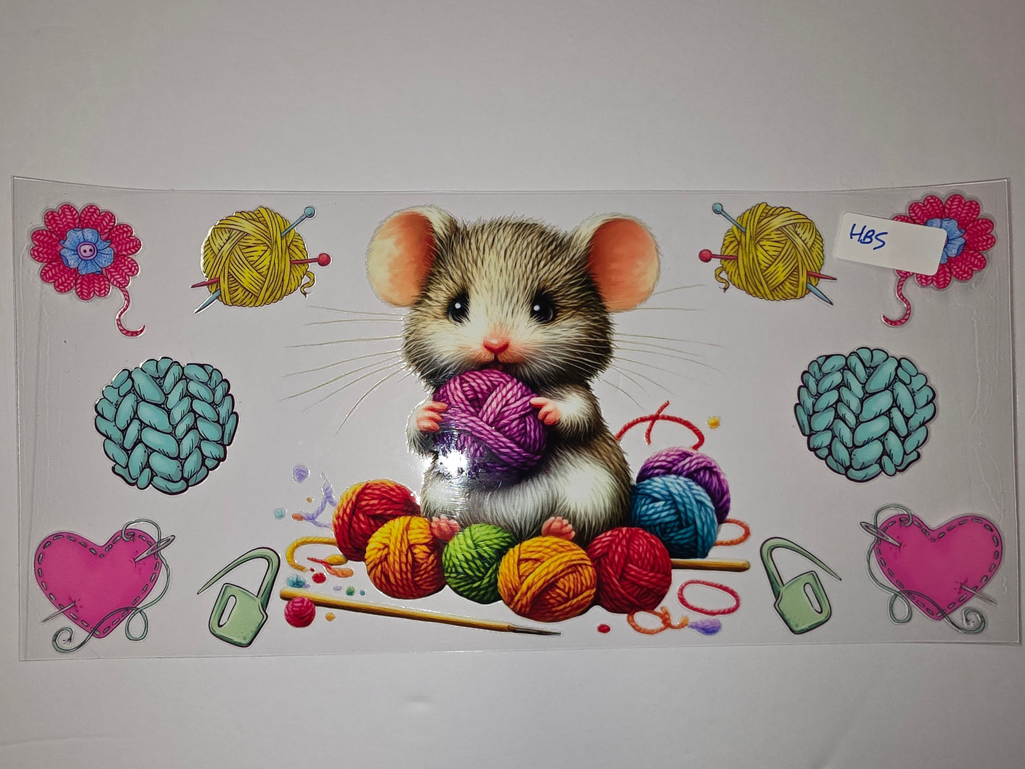 Cute Hamster Knitting Tumbler Wrap | Yarn Balls, Hearts, Flowers | Crafty Animal Design