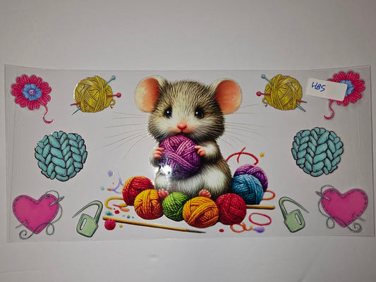 Cute Hamster Knitting Tumbler Wrap | Yarn Balls, Hearts, Flowers | Crafty Animal Design