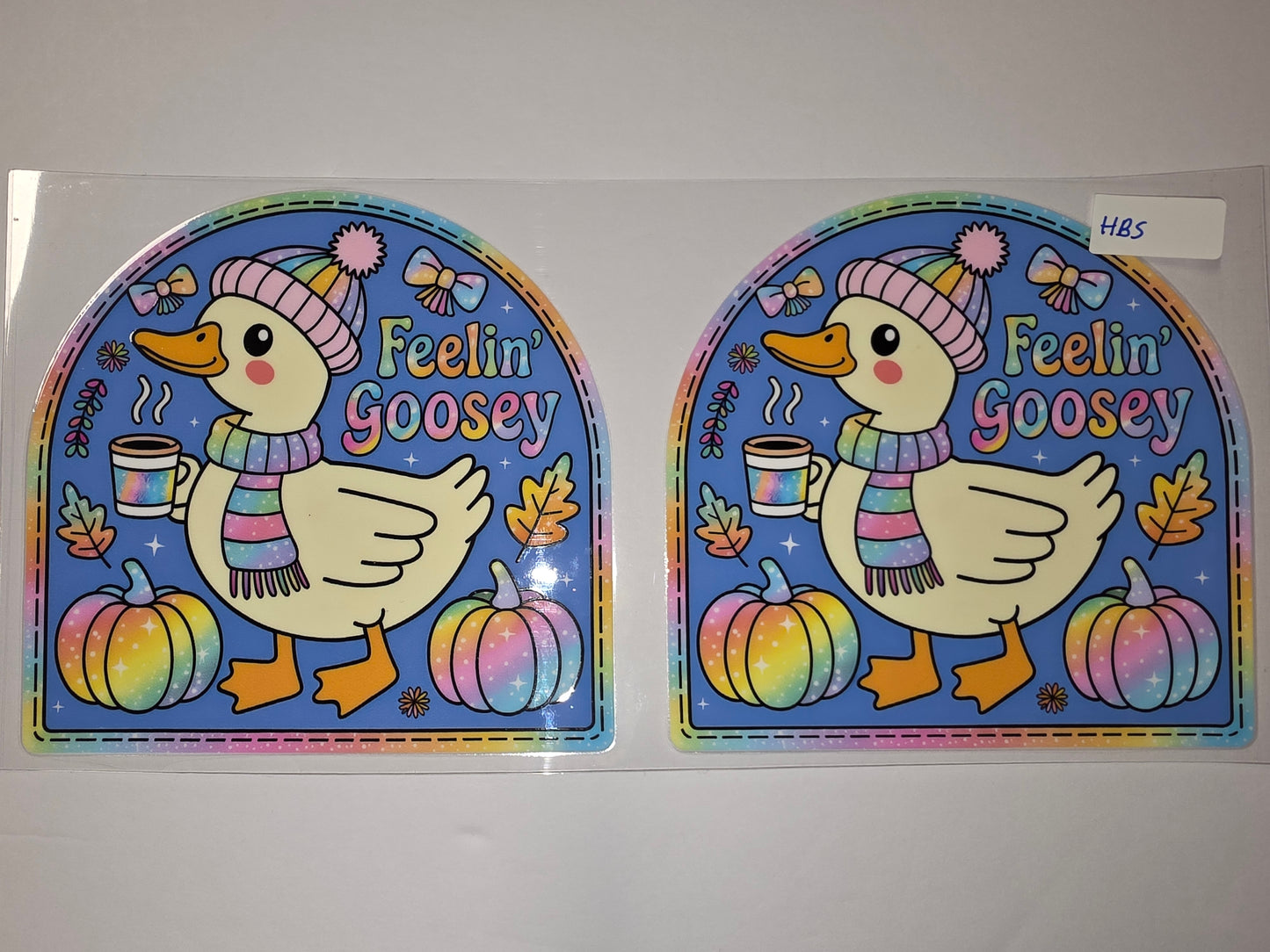 Cute Goosey Fall Tumbler Wrap | Rainbow Pumpkins, Coffee, Autumn Leaves | Sublimation Design