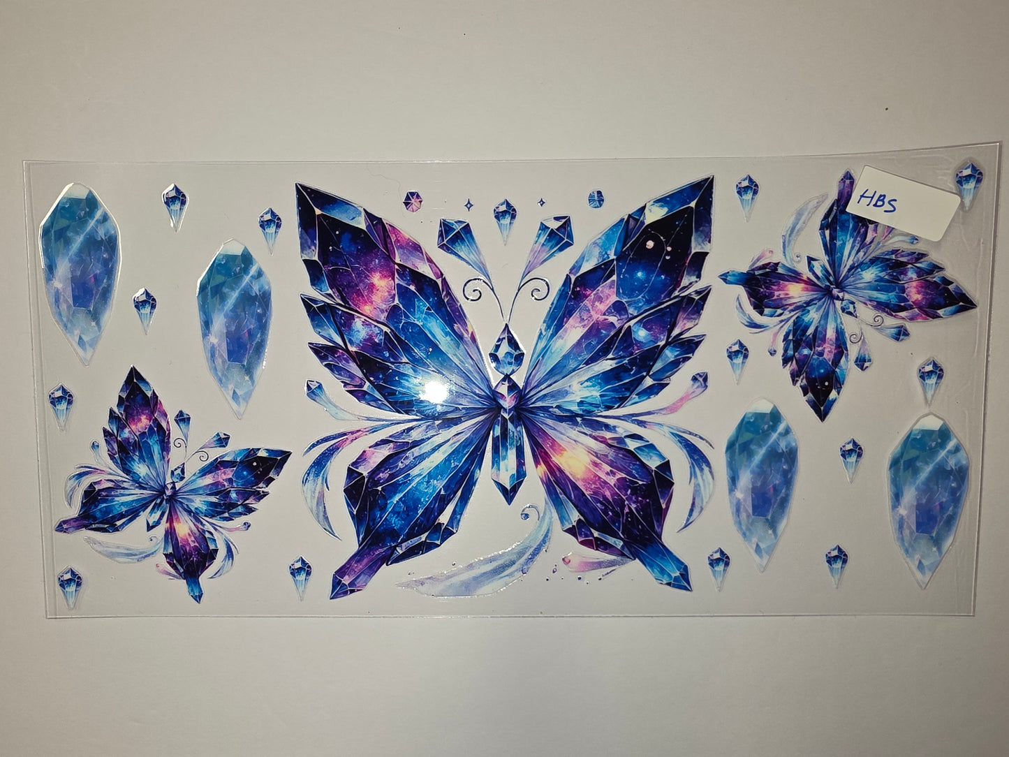 Galaxy Crystal Butterfly Tumbler Wrap - Blue, Purple, Pink Gemstone Design