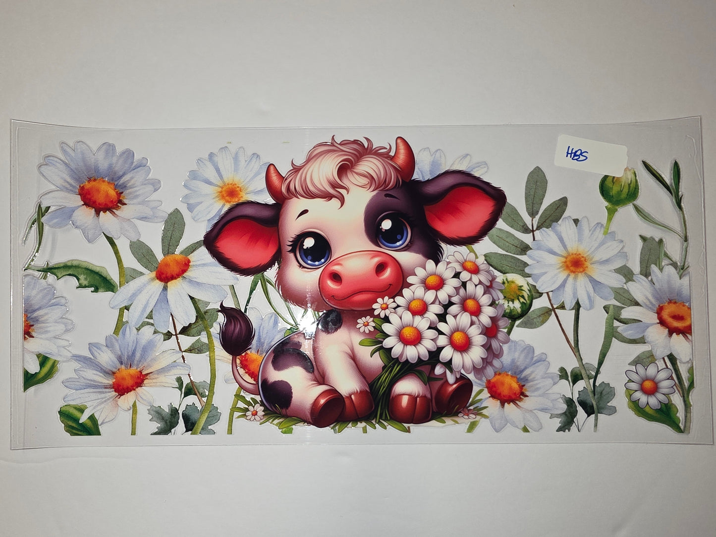 Cute Baby Cow Daisy Flower Tumbler Wrap - Adorable Farm Animal Drinkware Design
