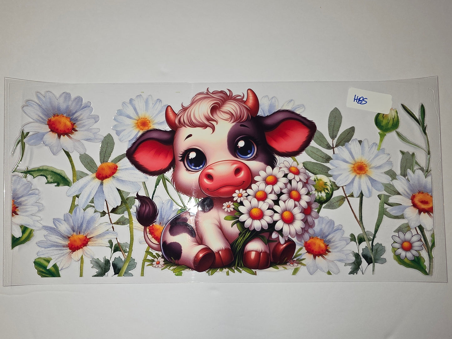 Cute Baby Cow Daisy Flower Tumbler Wrap - Adorable Farm Animal Drinkware Design