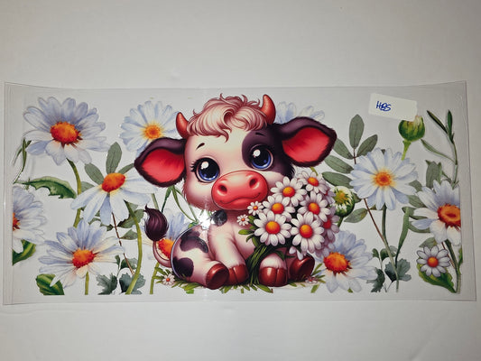 Cute Baby Cow Daisy Flower Tumbler Wrap - Adorable Farm Animal Drinkware Design