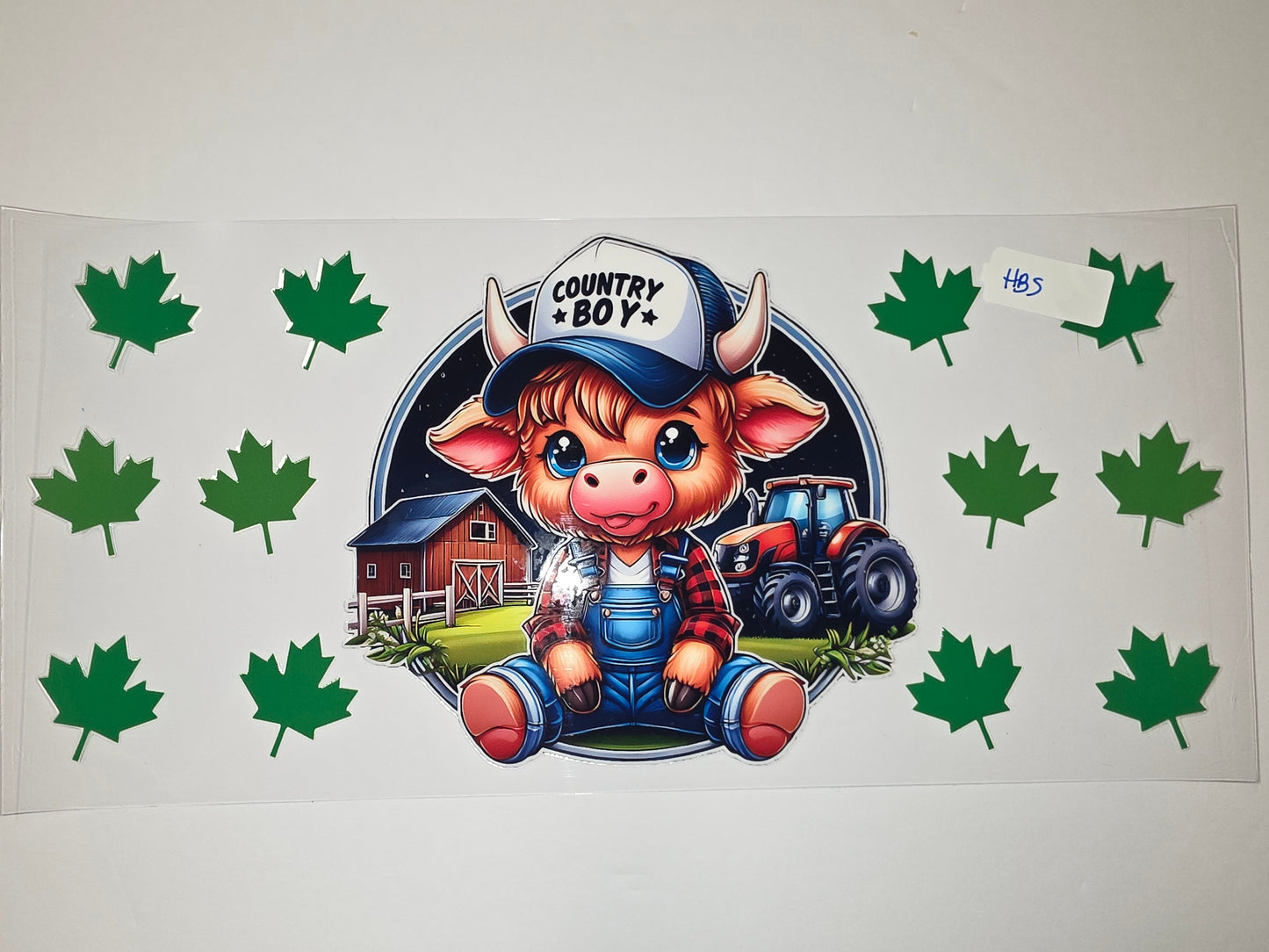 Cute "Country Boy" Calf with Tractor & Barn Tumbler Wrap | Farm Life Design