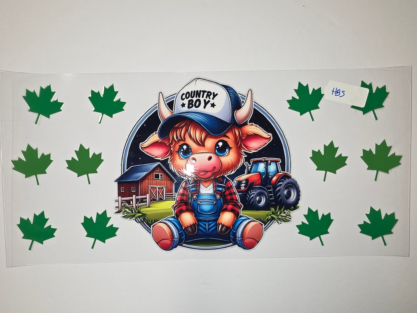 Cute "Country Boy" Calf with Tractor & Barn Tumbler Wrap | Farm Life Design