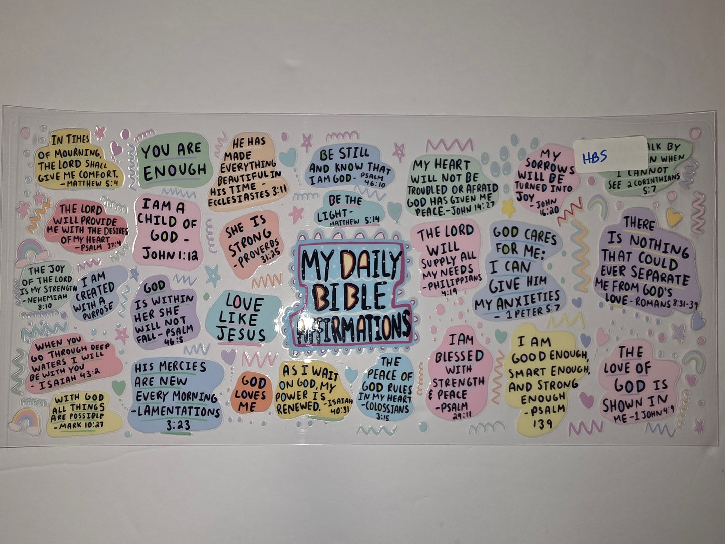 My Daily Bible Affirmations Tumbler Wrap | Pastel Colors | Christian Drinkware Design