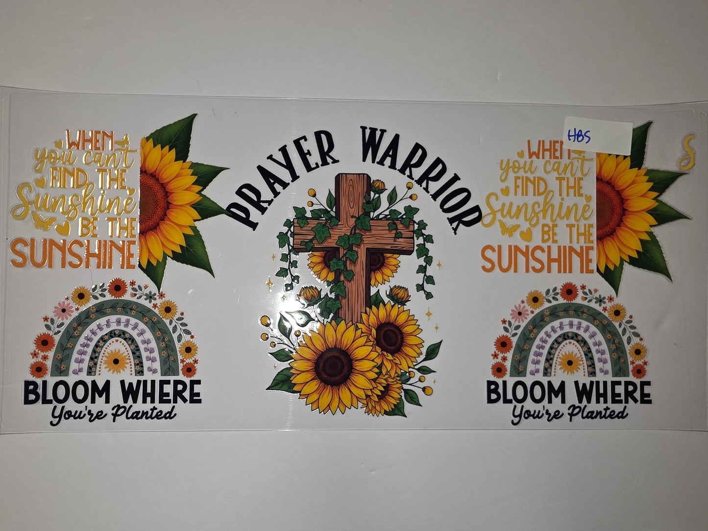 Sunflower "Prayer Warrior" & "Bloom Where You're Planted" Tumbler Wraps - Christian Boho Design