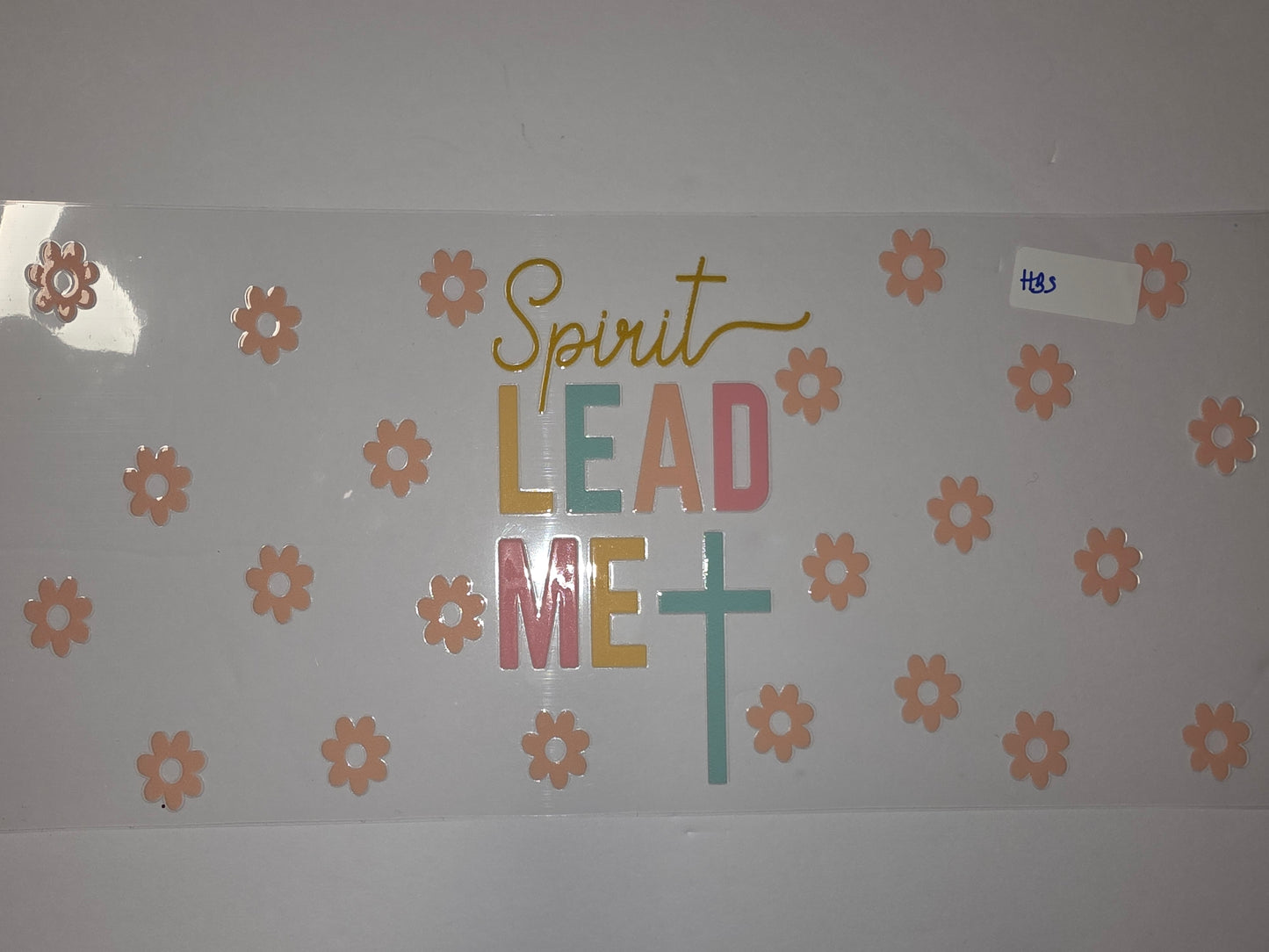 Spirit Lead Me Tumbler Wrap - Floral Cross Design - Pastel Colors