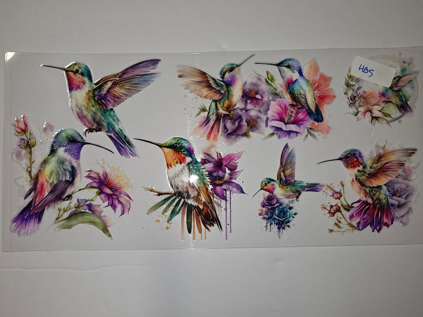 Vibrant Hummingbird & Floral Tumbler Wrap - Watercolor Style