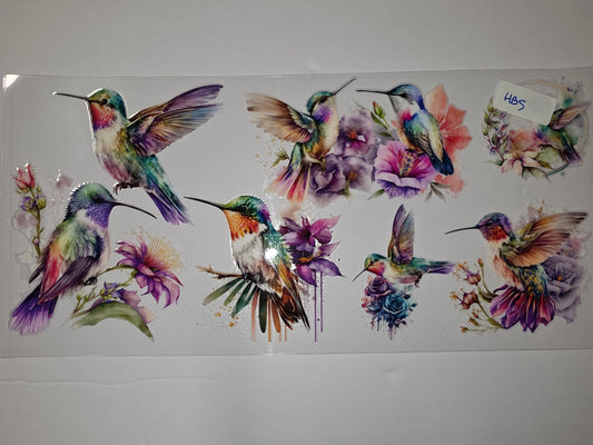 Vibrant Hummingbird & Floral Tumbler Wrap - Watercolor Style Drinkware Design