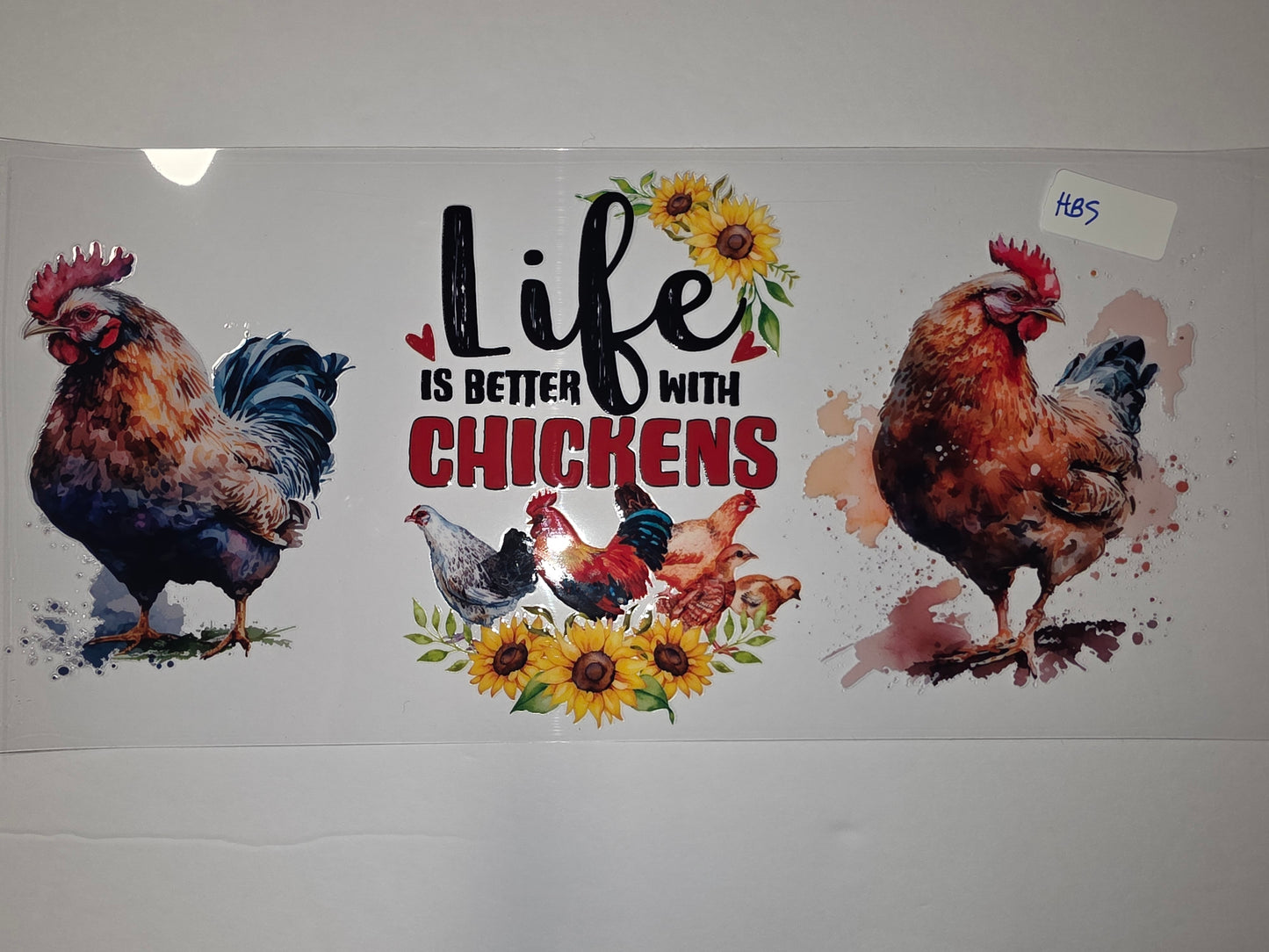 Life is Better with Chickens Tumbler Wrap | Watercolor Roosters & Sunflowers | Farmhouse Country Design