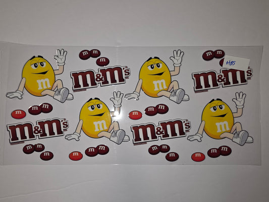 Yellow M&M Character & Logo Tumbler Wrap | Fun Candy Design for Cups