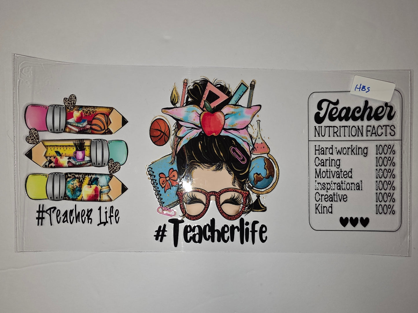 Teacher Life Tumbler Wrap - School Supplies, Leopard Print, Nutrition Facts Design
