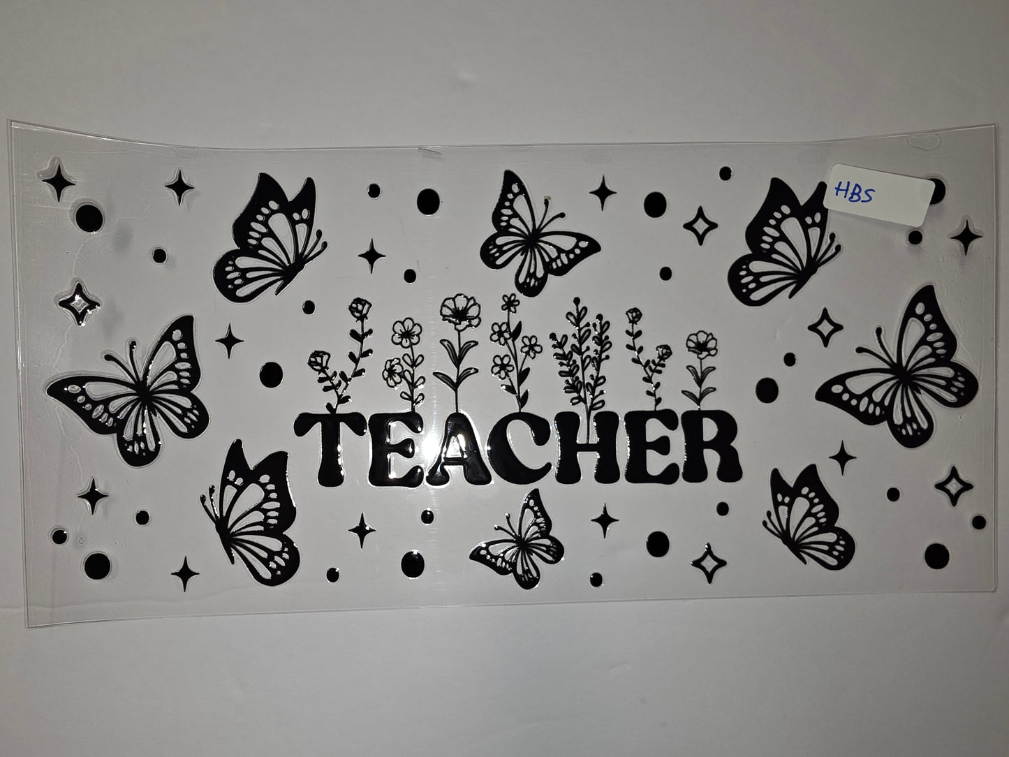 Black Butterfly & Floral "TEACHER" Tumbler Wrap | Cute Teacher Gift | Sublimation Design