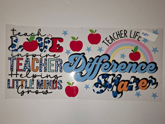 Teacher Life Tumbler Wrap | Apples, Rainbow, Stars | Inspirational Design