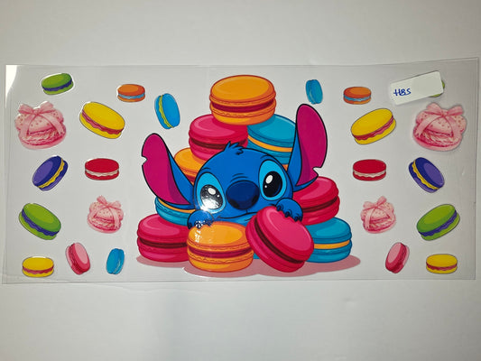 Cute Stitch & Macaron Tumbler Wrap - Blue, Pink, Yellow, Orange, Green