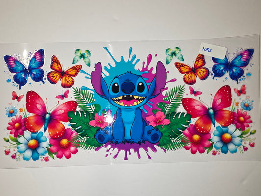 Stitch & Butterfly Tumbler Wrap - Blue, Pink, Orange, Floral & Tropical Design