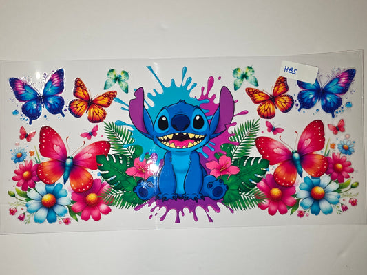 Stitch & Butterfly Tumbler Wrap - Blue, Pink, Orange, Floral & Tropical Design