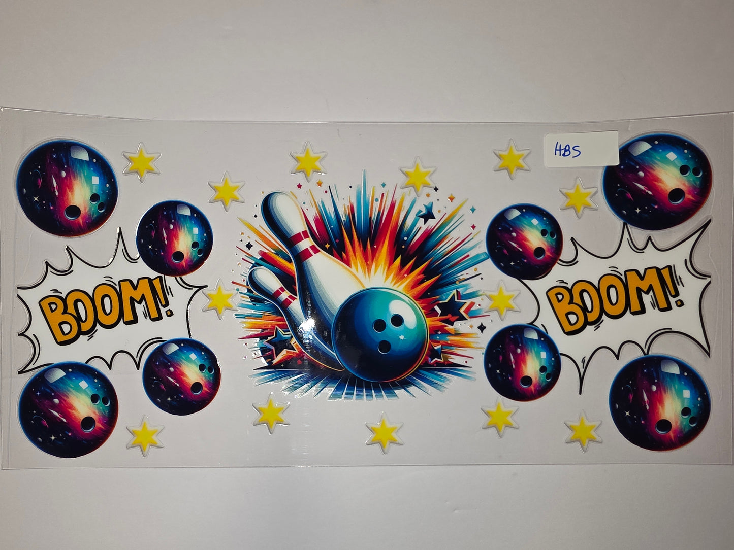 Cosmic Bowling Tumbler Wrap - Galaxy Bowling Balls, Stars & BOOM! Design