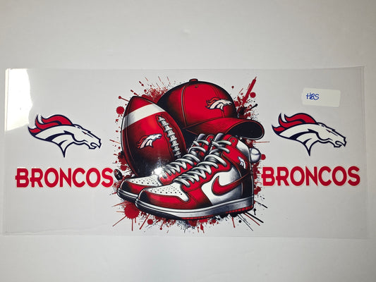 Denver Broncos Football & Sneaker Tumbler Wrap - Red, White & Blue Sublimation Design