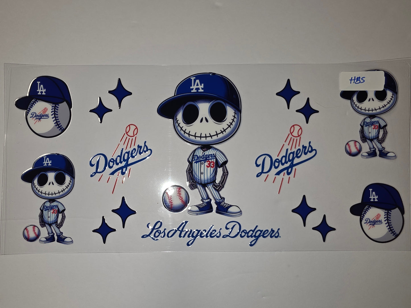 Jack Skellington Dodgers Tumbler Wrap | Baseball Fan Art | Blue & White