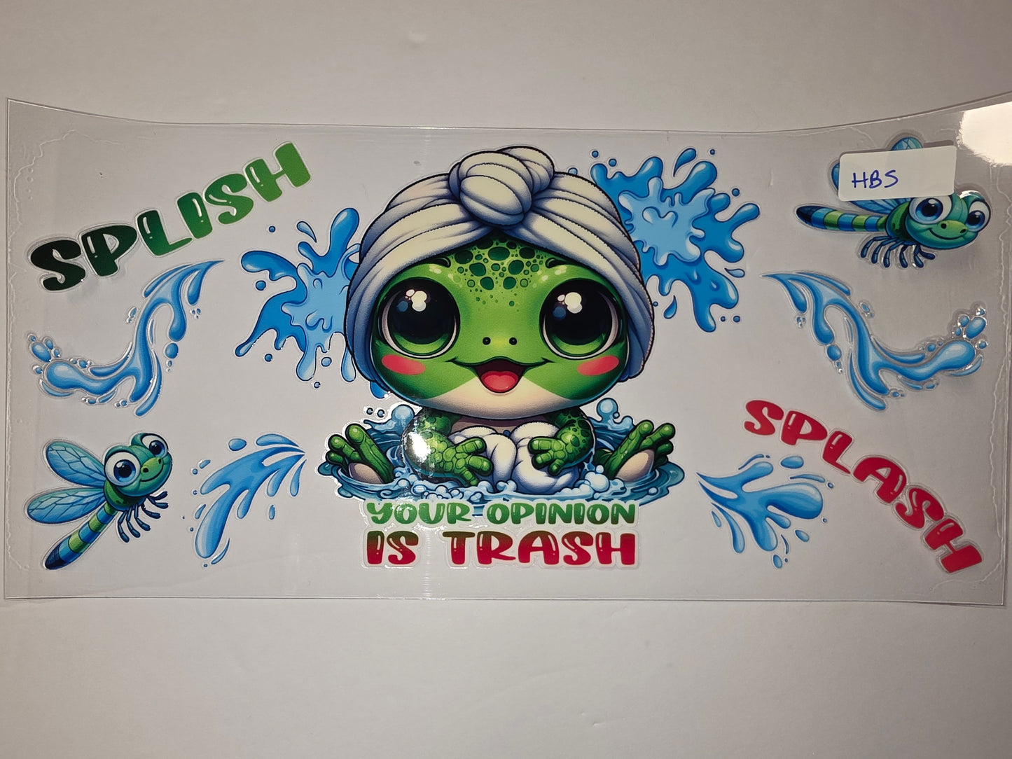 Cute Frog Spa Tumbler Wrap | "Your Opinion is Trash" Funny Water Design | Sublimation Cup Art