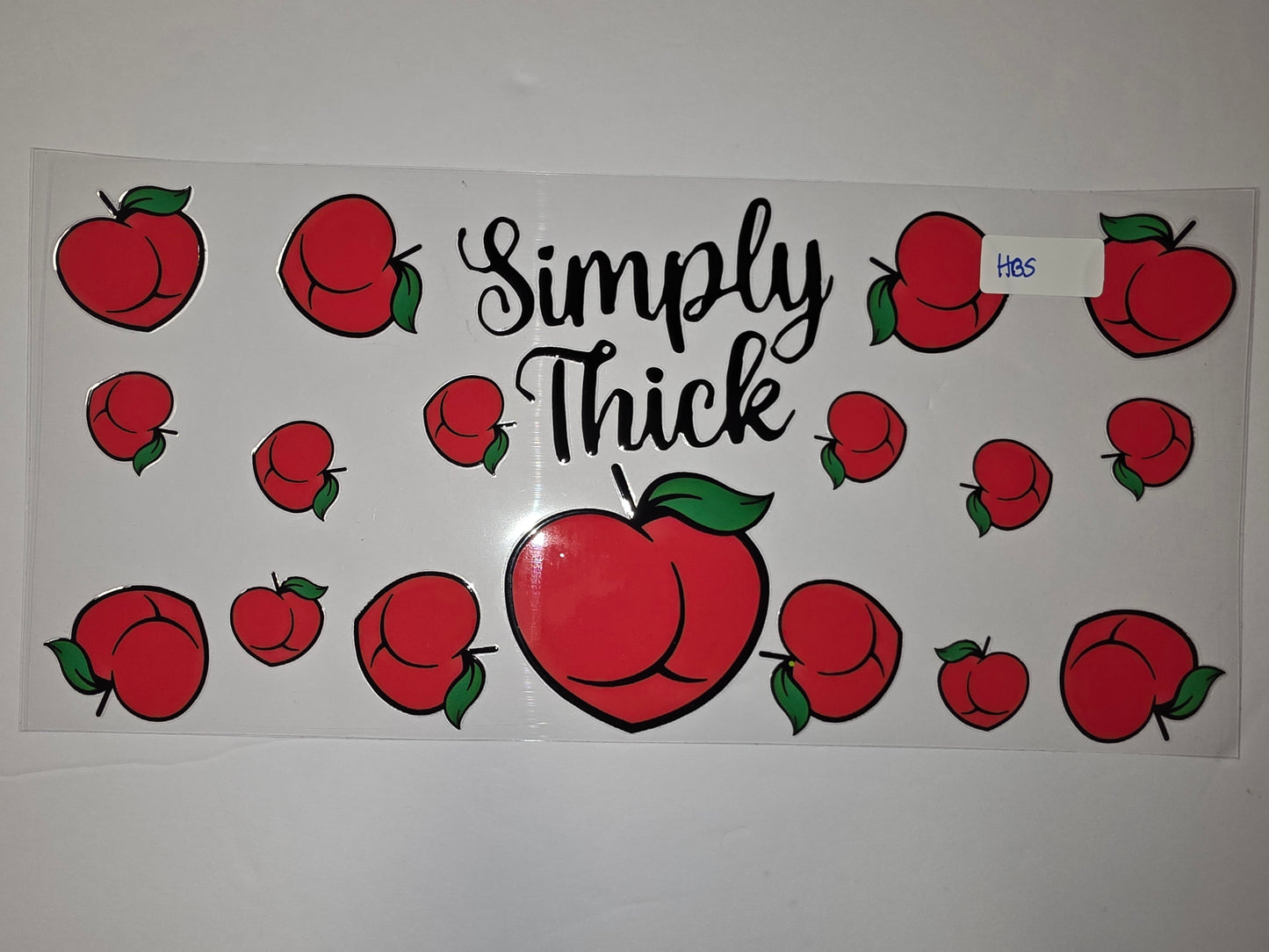 Simply Thick Peach Butt Tumbler Wrap | Red & Green Fruit Design | Fun Drinkware Decal
