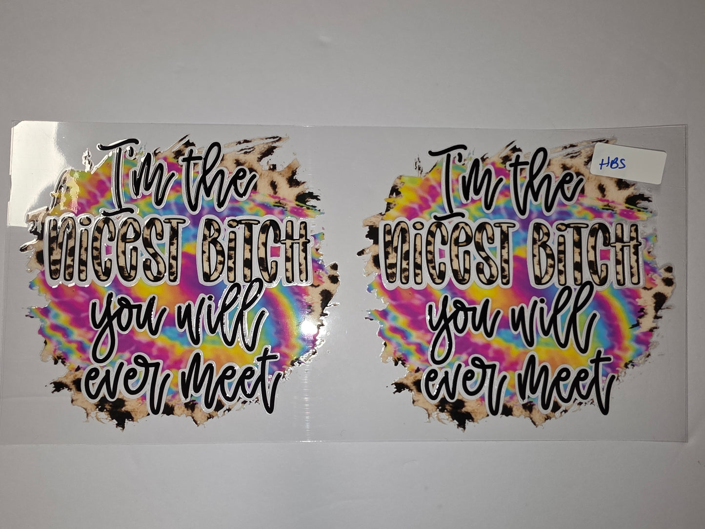 I'm the Nicest Bitch You Will Ever Meet Tie-Dye Leopard Tumbler Wrap