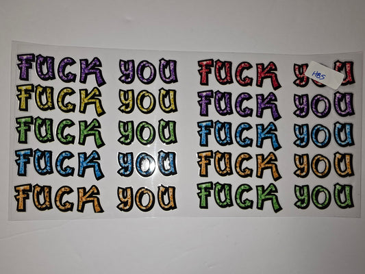 Bold "Fuck You" Tumbler Wraps - Vibrant Camo Patterns in Purple, Red, Yellow, Green, Blue, Orange