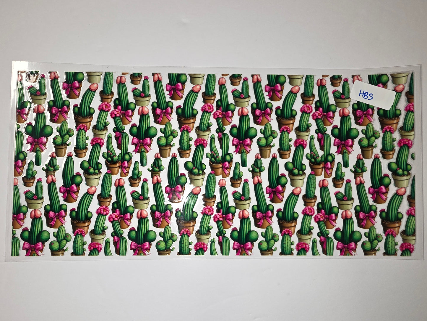 Cute Cactus Tumbler Wrap with Pink Bows - Desert Plant Drinkware Design